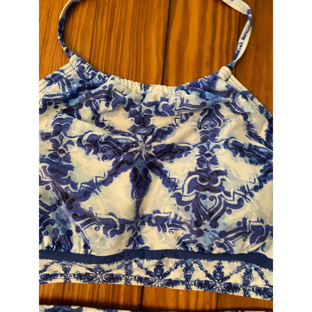 Michael Kors Womens Blue White Sz XS High Neck Halter Bikini Set Two Piece - Picture 4 of 9